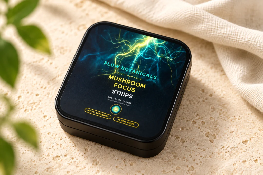 Mushroom Focus Strips: Chocolate · 30 strips per tin